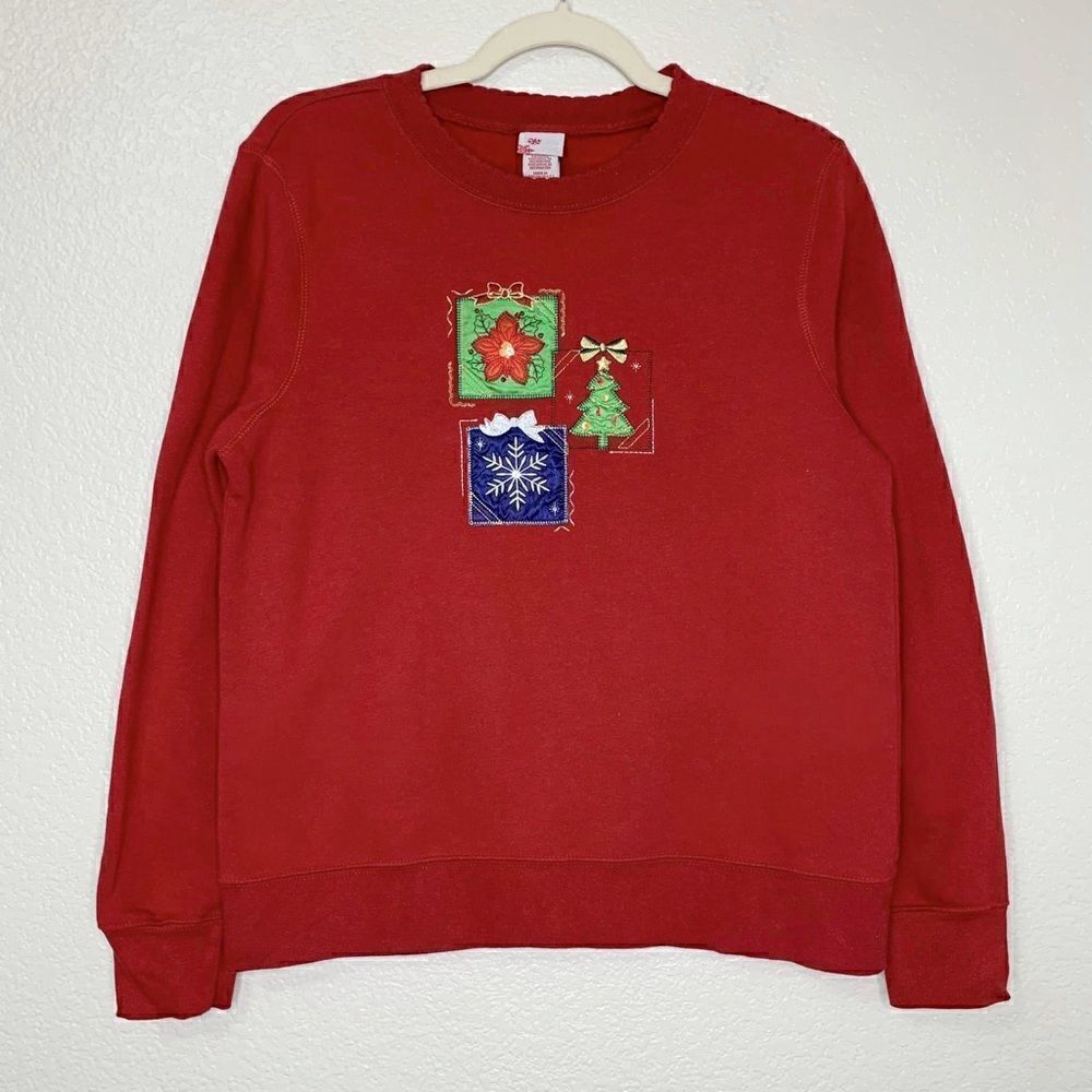 Holiday Editions Embroidered Christmas Women’s Red Sweater, Sz Small